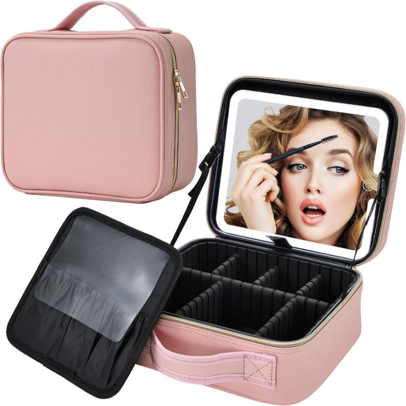 Travel Makeup Bag with LED mirror