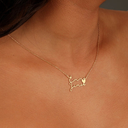 Heartfelt Double Name Necklace