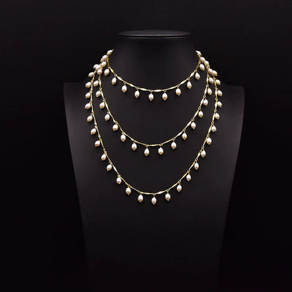 Elegant Pearl Sweater Necklace