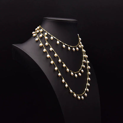 Elegant Pearl Sweater Necklace